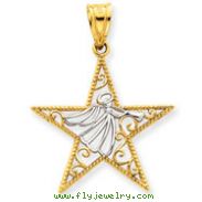 14K Gold  & Rhodium Angel Star Pendant