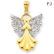 14K Gold  & Rhodium Filigree Angel Pendant