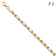 14K Gold &  Rhodium Polished Heart & X Bracelet