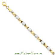 14K Gold &  Rhodium Polished Heart & X Bracelet