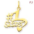 14K Gold  #1 Sister Pendant