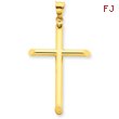 14K Gold  3-D Polished Hollow Cross Pendant