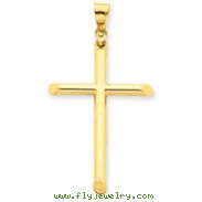 14K Gold  3-D Polished Hollow Cross Pendant