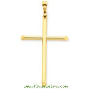 14K Gold  3-D Polished Hollow Cross Pendant