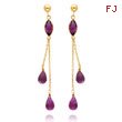 14K Gold  Amethyst Post Dangle Earrings