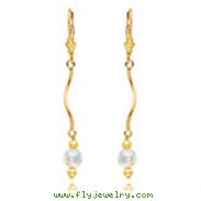 14K Gold  Aurore Boreale Crystal Bead Leverback Earrings
