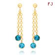 14K Gold  Blue Topaz Dangle Earrings