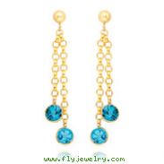 14K Gold  Blue Topaz Dangle Earrings