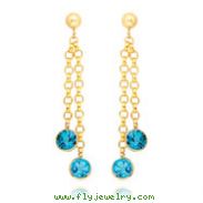 14K Gold  Blue Topaz Dangle Earrings