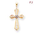 14K Gold  Diamond Cross Pendant