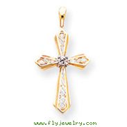 14K Gold  Diamond Cross Pendant