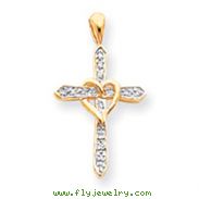 14K Gold  Diamond Cross Pendant