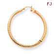 14K Gold  Diamond-Cut 3x45mm Round Hoop Earrings