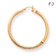 14K Gold  Diamond-Cut 3x45mm Round Hoop Earrings