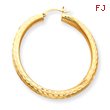 14K Gold  Diamond-Cut 4x45mm Round Hoop Earrings