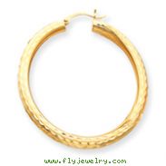 14K Gold  Diamond-Cut 4x45mm Round Hoop Earrings