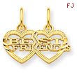 14K Gold  Double Heart Best Friends Break-Apart Charm