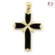 14K Gold  Enameled Latin Cross Pendant