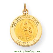 14K Gold  Guardian Angel Medal Charm