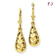 14K Gold  Polished & Diamond-Cut Dangle Leverback Earrings