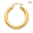 14K Gold  Polished 5x35mm Tube Hoop Earrings