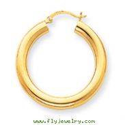 14K Gold  Polished 5x35mm Tube Hoop Earrings