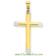 14K Gold & Rhodium 3-D Hollow Cross Pendant