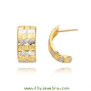14K Gold & Rhodium 8mm Fancy Post Earrings
