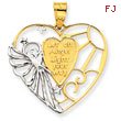 14K Gold & Rhodium Angel Heart Pendant