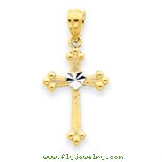 14K Gold & Rhodium Budded Cross Charm