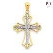 14K Gold & Rhodium Budded Cross Pendant