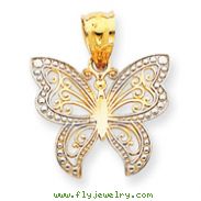 14K Gold & Rhodium Butterfly Charm