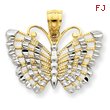 14K Gold & Rhodium Diamond-cut Butterfly Pendant