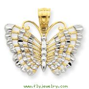 14K Gold & Rhodium Diamond-cut Butterfly Pendant