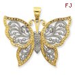 14K Gold & Rhodium Diamond-cut Butterfly Pendant