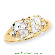 14K Gold & Rhodium Diamond Cut Butterfly Ring