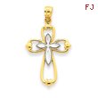 14K Gold & Rhodium Diamond-cut Cross Pendant
