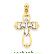14K Gold & Rhodium Diamond-cut Cross Pendant