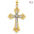 14K Gold & Rhodium Diamond-Cut Cross Pendant