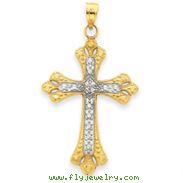 14K Gold & Rhodium Diamond-Cut Cross Pendant