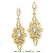 14K Gold  Rhodium Diamond-Cut Filigree Earrings