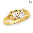 14K Gold & Rhodium Double Heart Cut-Out Ring