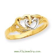 14K Gold & Rhodium Double Heart Cut-Out Ring