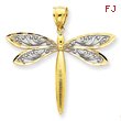 14K Gold & Rhodium Dragonfly Pendant