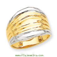 14K Gold & Rhodium Fancy Dome Ring