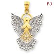 14K Gold & Rhodium Filigree Angel Pendant