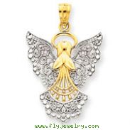 14K Gold & Rhodium Filigree Angel Pendant