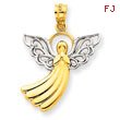 14K Gold & Rhodium Filigree Angel Pendant