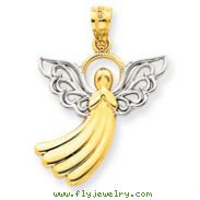 14K Gold & Rhodium Filigree Angel Pendant
