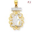 14K Gold & Rhodium Filigree Sweet 16 Pendant